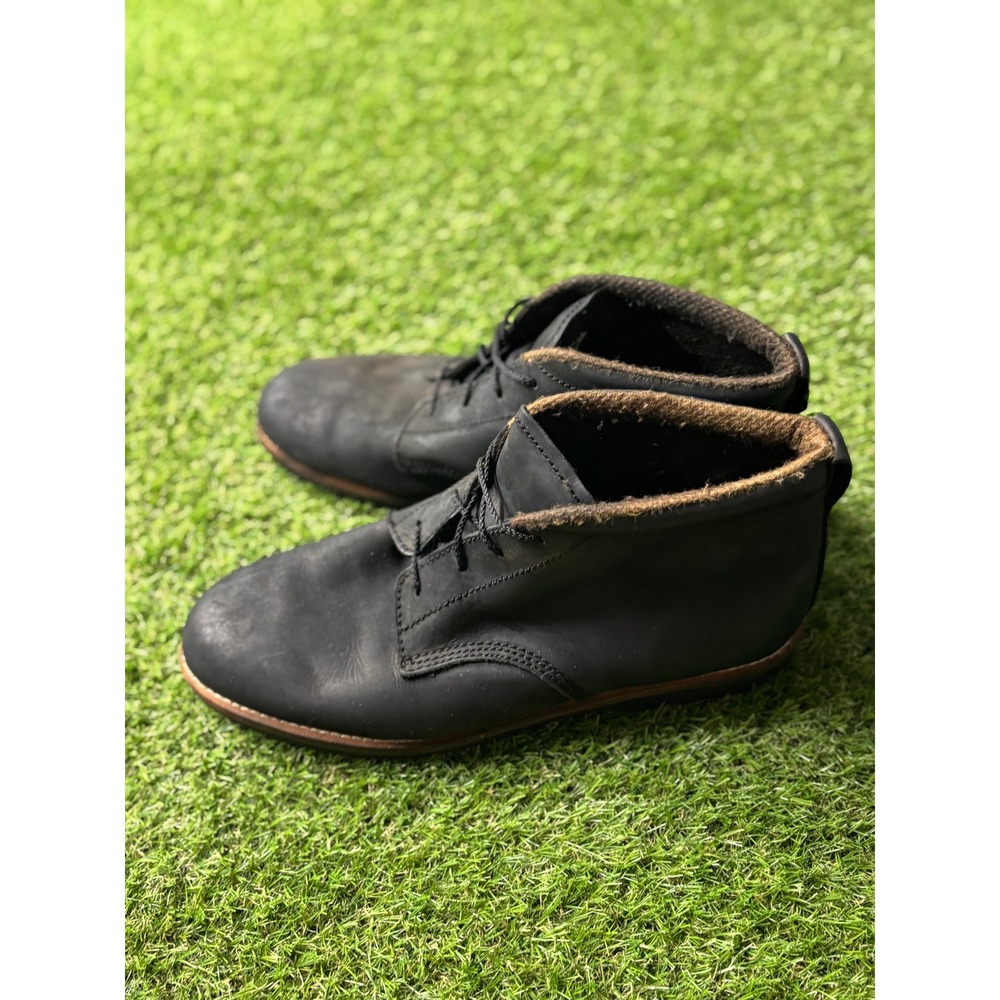 Size 12  Men's Black Leather Chukka Ankle Boots Oil Resistant Comfort Casual